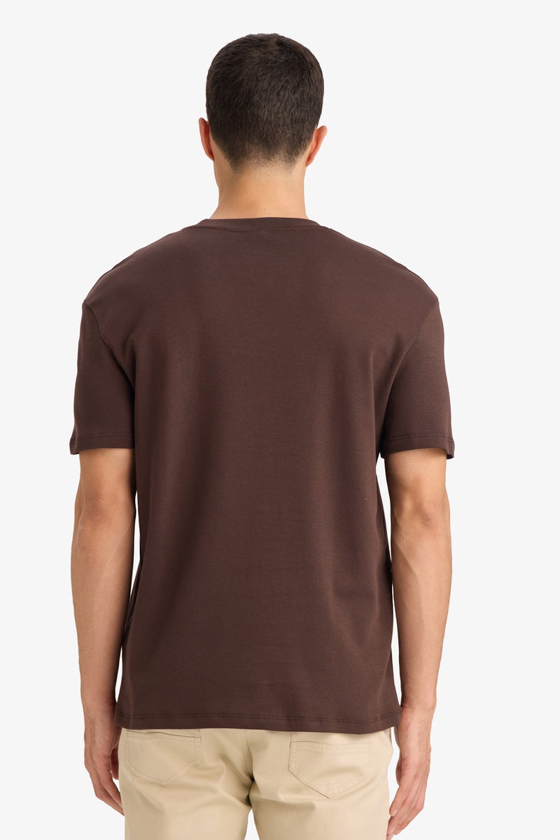 DeFacto Brown Man 100% Cotton Regular Fit Crew Neck Basic T-Shirt Casual - Image 5